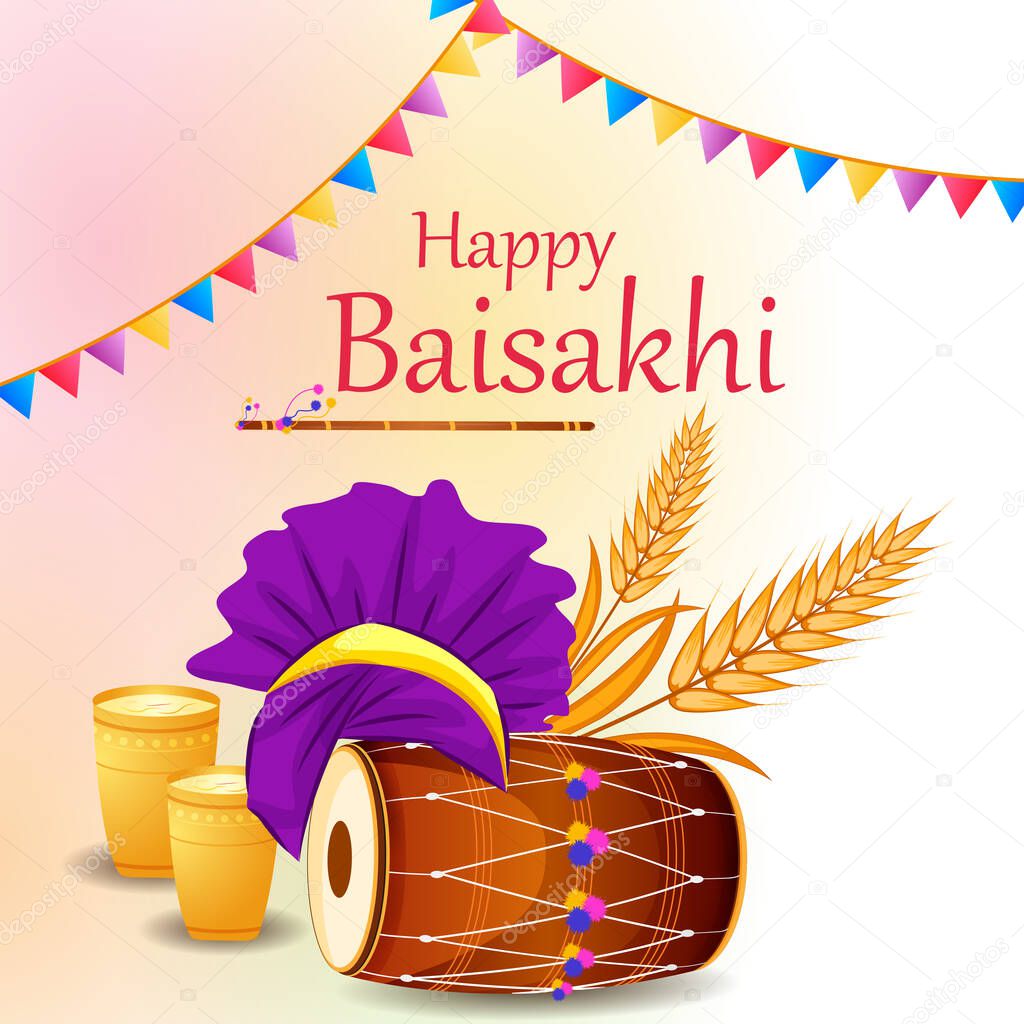 Greetings background for Punjabi New Year festival Vaisakhi celebrated in Punjab India