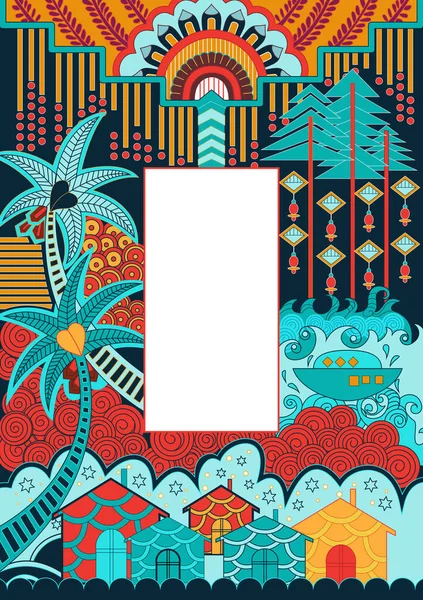 Modèle de fond de conception florale murale russe pour salutations et carte d'invitation — Image vectorielle