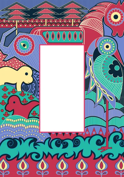 Russische Wandbild florales Design Hintergrundvorlage für Grüße und Einladungskarte — Stockvektor