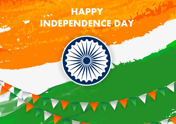 Indische Trikolore am 15. August: Happy Independence Day of India — Stockvektor