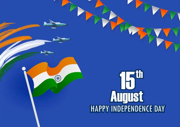 Indische Trikolore am 15. August: Happy Independence Day of India — Stockvektor