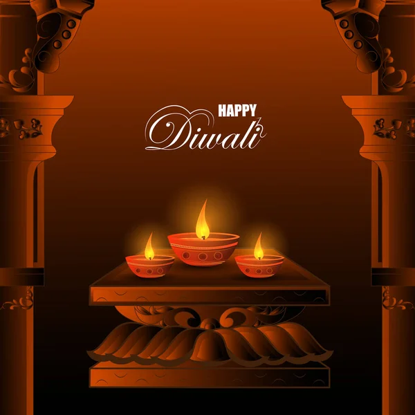 Felice festa Diwali festa celebrazione dell'India saluto sfondo — Vettoriale Stock
