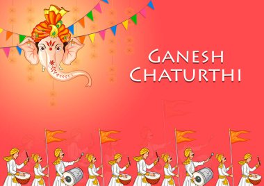 Ganapati, Mutlu Ganesh Chaturthi festivali için dini bayrak.