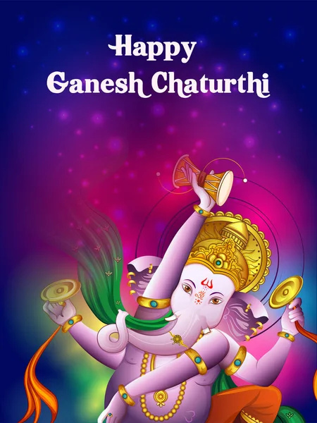 Lord Ganapati para Happy Ganesh Chaturthi festival fundo bandeira religiosa —  Vetores de Stock
