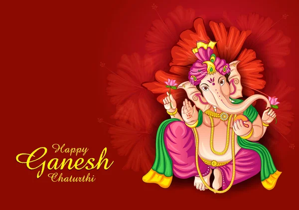 Lord Ganapati for Happy Ganesh Chaturthi festival religious banner background — Stock Vector