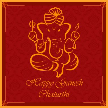 Lord Ganesha on floral backdrop clipart