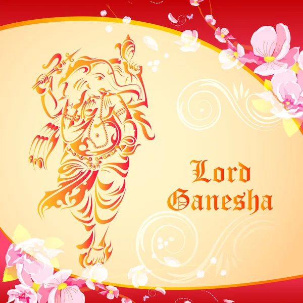 Lord Ganesha sobre fondo floral — Archivo Imágenes Vectoriales