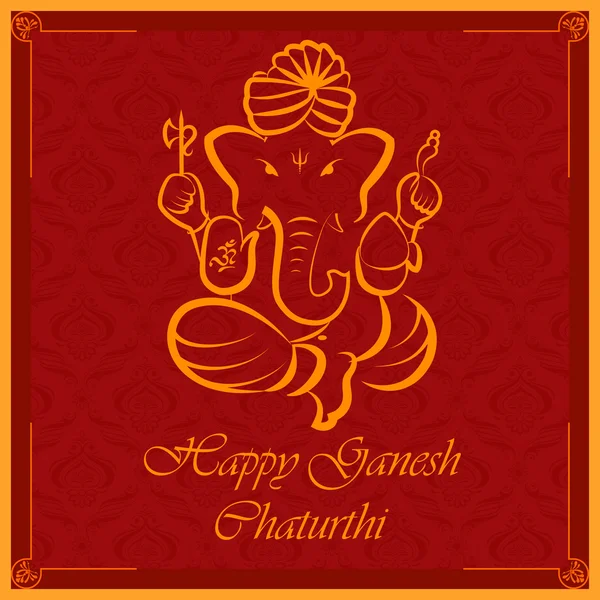 Lord Ganesha sobre fondo floral — Vector de stock