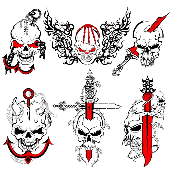 Desenho de tatuagem de crânio —  Vetores de Stock