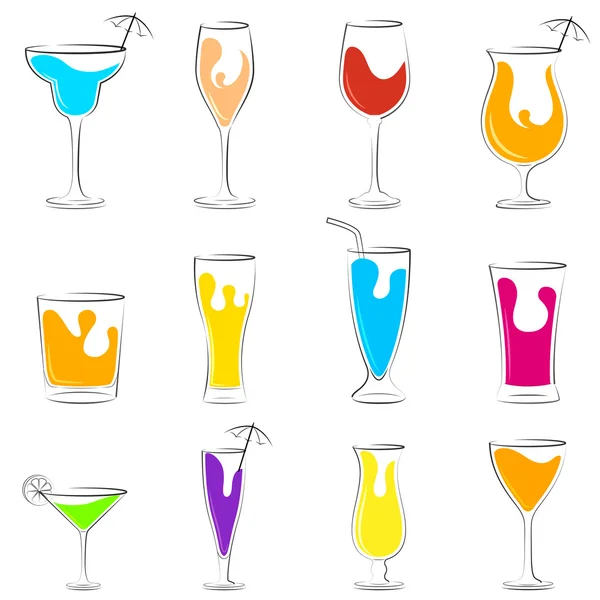 Cocktail en drank drinken set — Stockvector