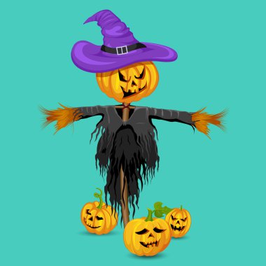 halloween kabak ile ürkütücü korkuluk