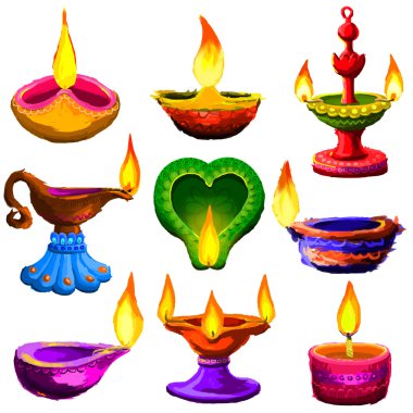 renkli diwali diya