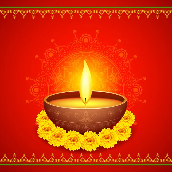 Feliz Diwali Diya — Vector de stock