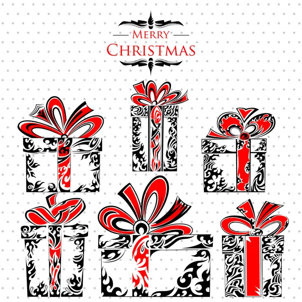 Heilige Weihnachten Tätowierung Stil Geschenkverpackung — Stockvektor