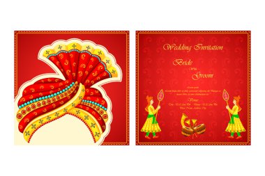 Indian wedding invitation card clipart