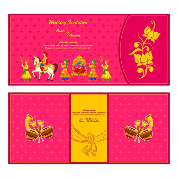 Carte d'invitation de mariage indien — Image vectorielle