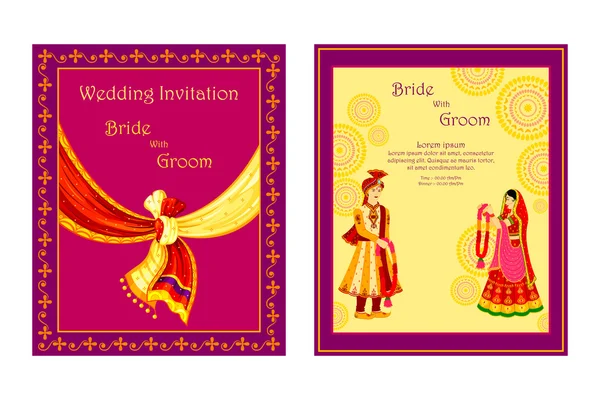 Tarjeta de invitación de boda india — Vector de stock