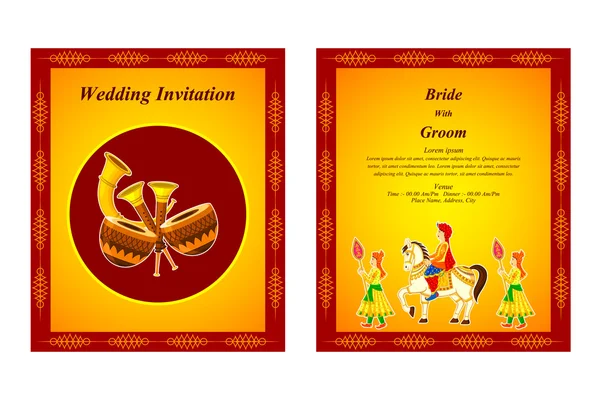 Tarjeta de invitación de boda india — Vector de stock