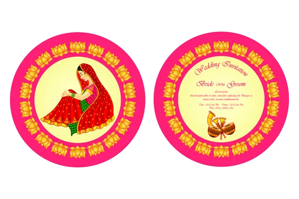 Cartão de convite de casamento indiano — Vetor de Stock