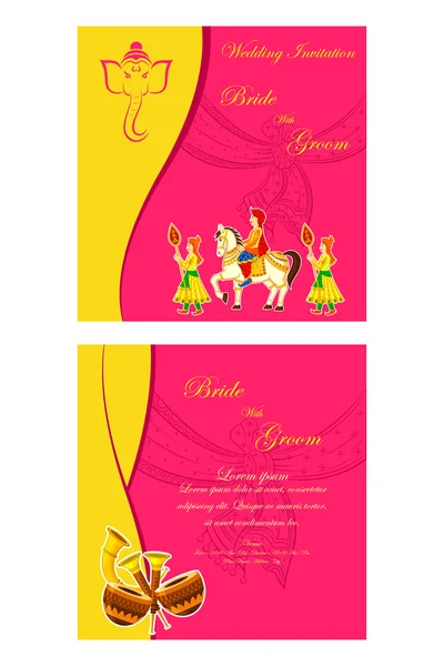 Carte d'invitation de mariage indien — Image vectorielle