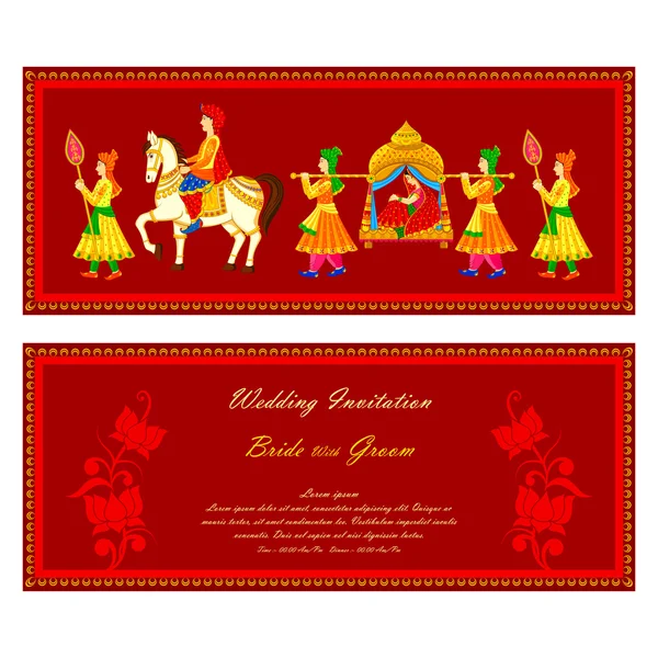 Tarjeta de invitación de boda india — Vector de stock