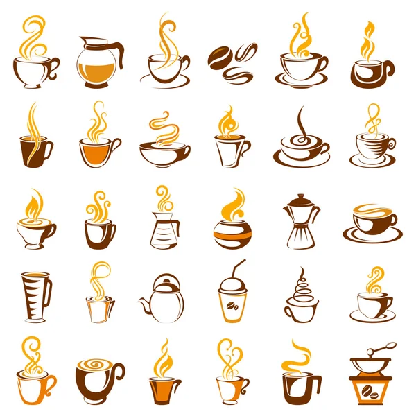 Kolekce kávy ikony — Stockový vektor