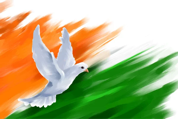 Dove flying on Indian Flag for Indian Republic Day — Stock Vector