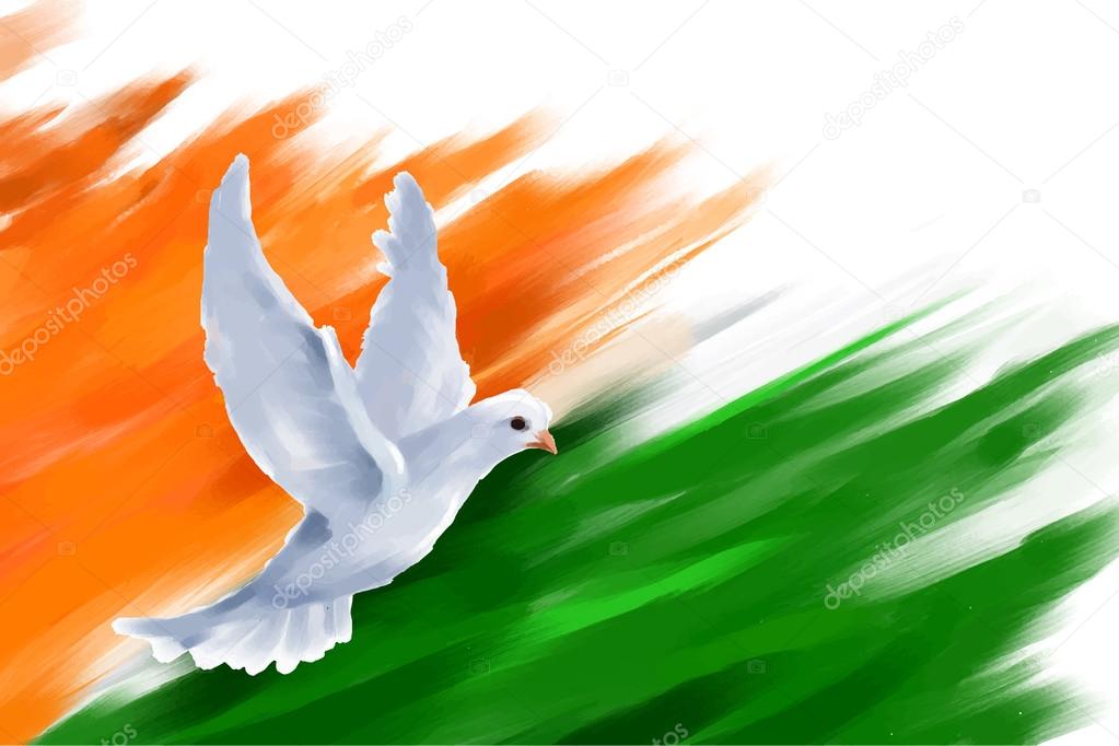 Dove flying on Indian Flag for Indian Republic Day
