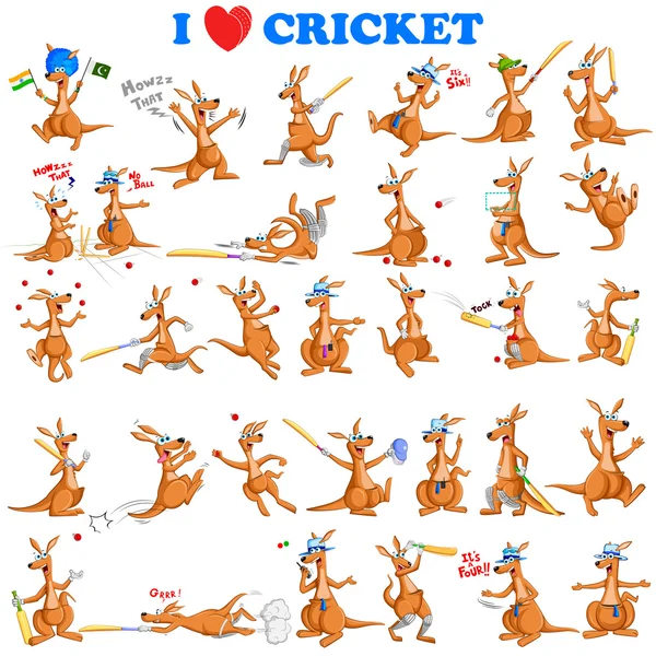 Kangaroo spelar cricket — Stock vektor