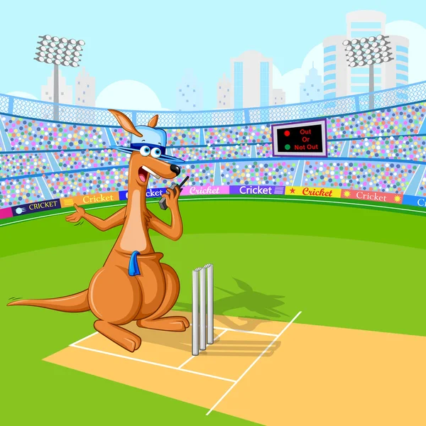 Kangaroo playing cricket — Stock Vector