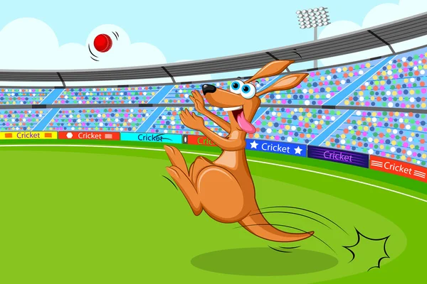 Kangaroo playing cricket — Stock Vector