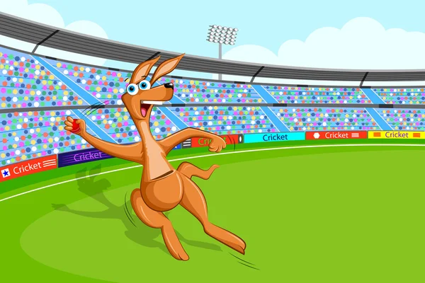 Känguru spielt Cricket — Stockvektor