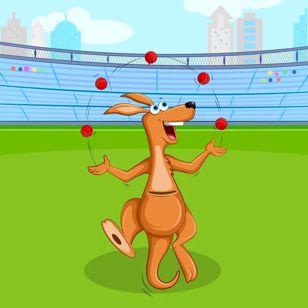 Kangaroo spelar cricket — Stock vektor