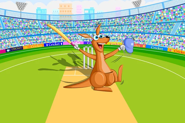Canguro jugando al cricket — Vector de stock