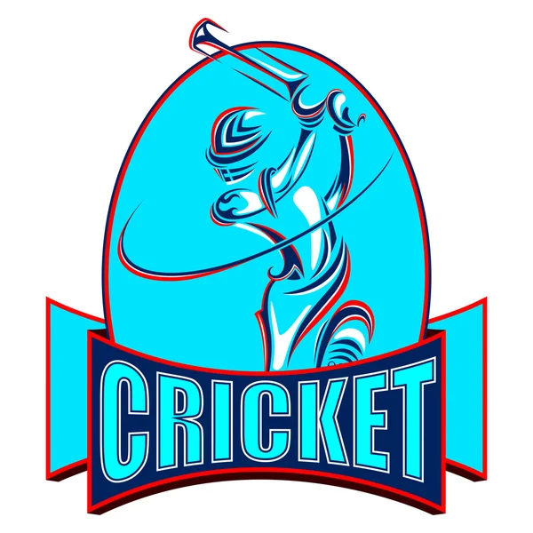 Giocatore di cricket giocare con pipistrello — Vettoriale Stock