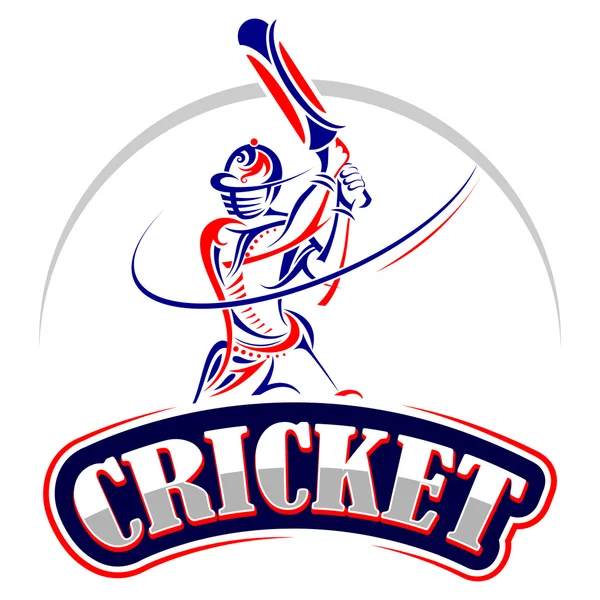 Cricket speler spelen met vleermuis — Stockvector