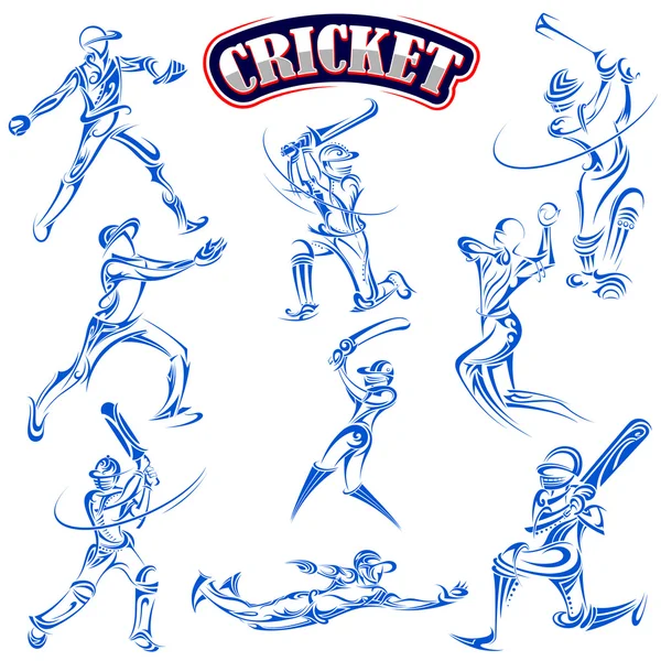 Kriket oyuncusu sopası ile oynamak — Stok Vektör