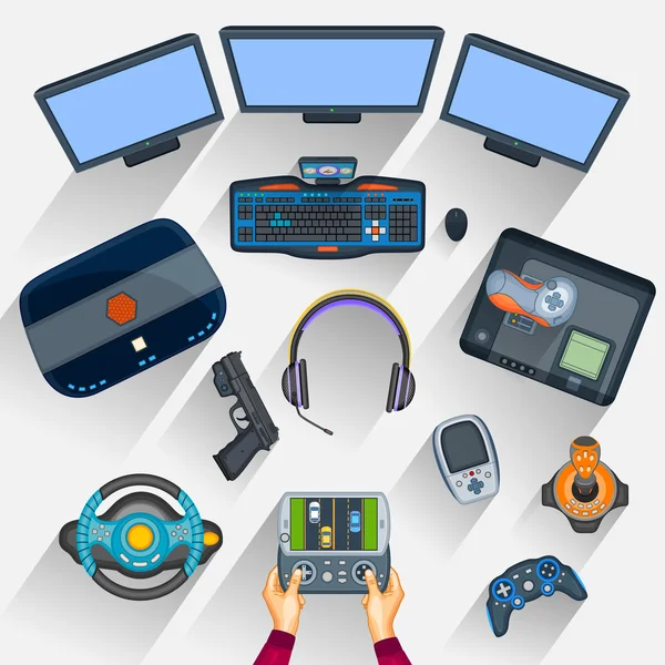 Working table of gamer — Stock Vector