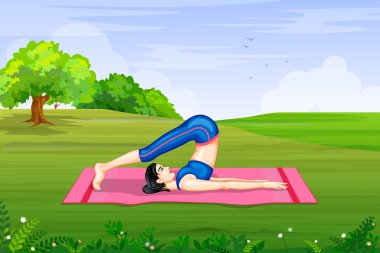Lady practising yoga for wellness clipart