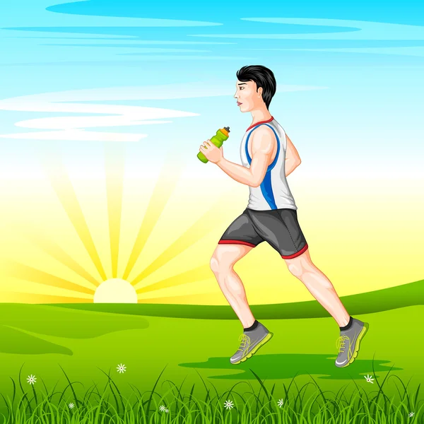 Man joggen voor wellness — Stockvector