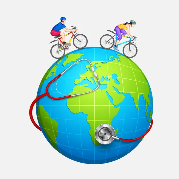 Ciclismo de pareja para fitness — Vector de stock