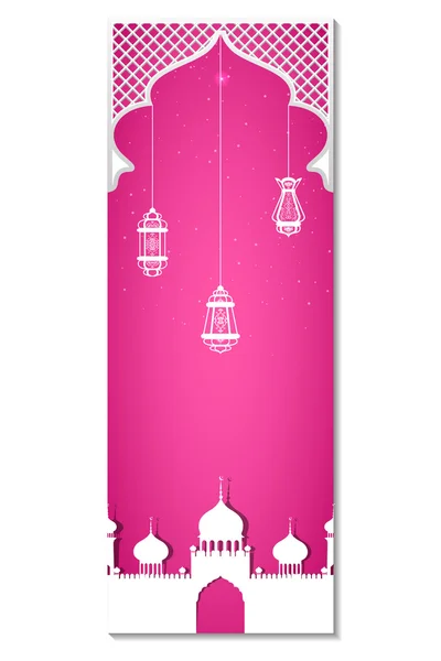 Gloeiende lamp op Eid ul-Adha achtergrond — Stockvector