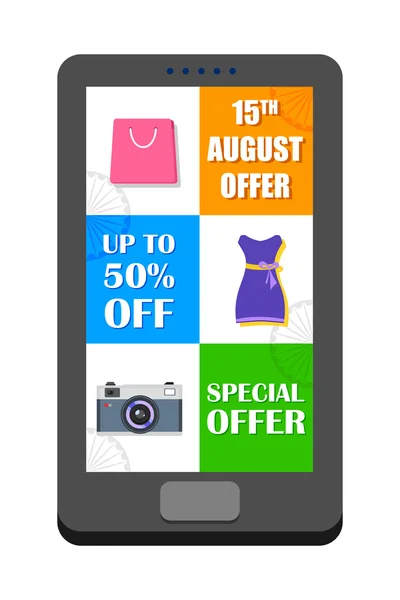 Independence Day of India offre de vente en application mobile — Image vectorielle