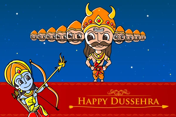 Rama killing Ravana in Happy Dussehra — Stock Vector