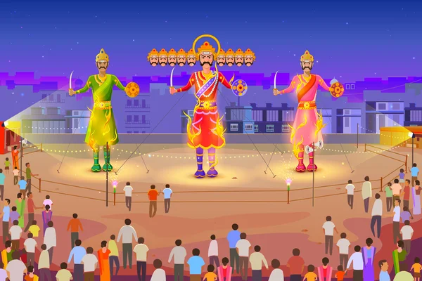 Ravana brinnande i Dussehra — Stock vektor