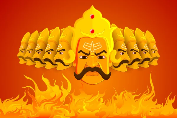 Ravana brûlant dans le feu sur Dussehra — Image vectorielle