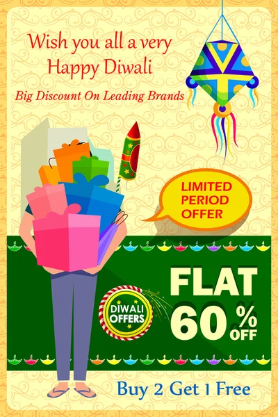 Oferta de férias feliz diwali — Vetor de Stock