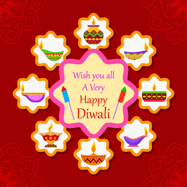 Heilige diya voor Diwali festival — Stockvector