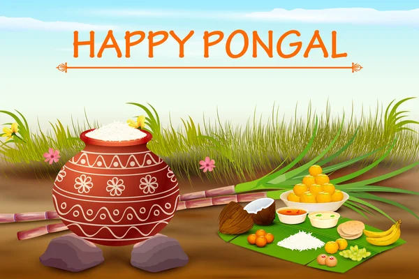 Glad Pongal firande bakgrund — Stock vektor