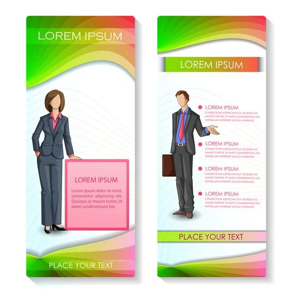 Business people on brochure design — Stock Vector